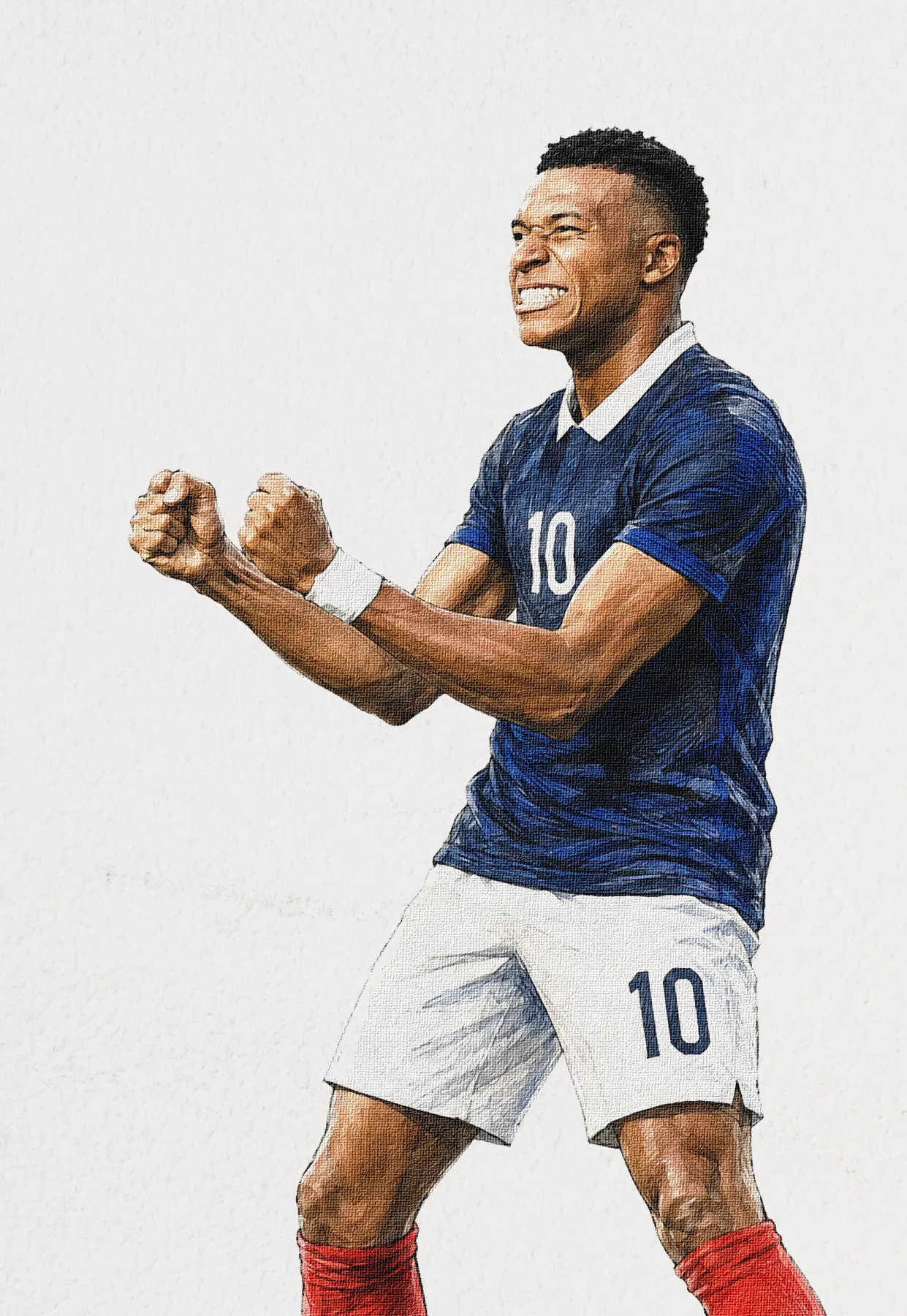 Portrait illustré du footballeur Kylian Mbappé