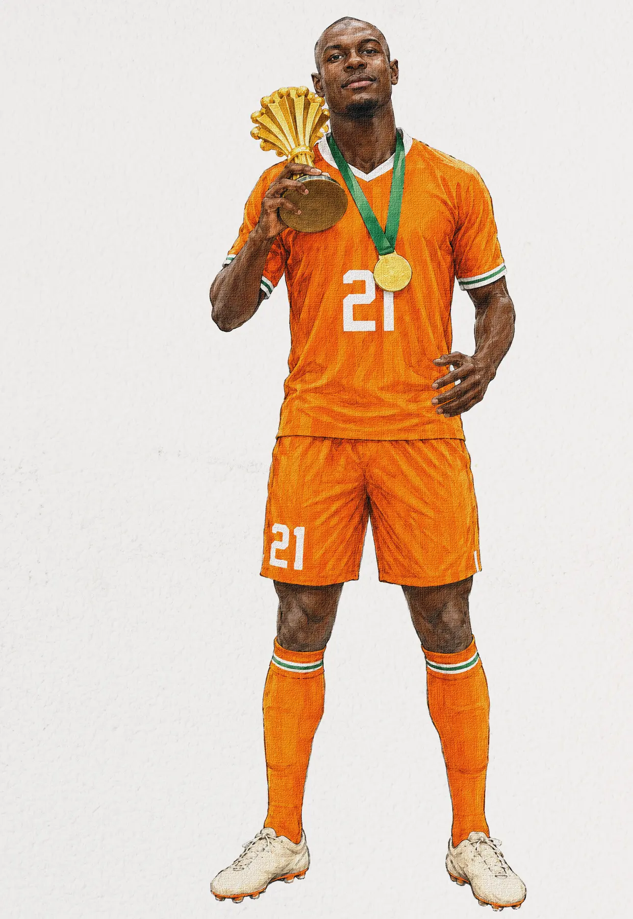 Portrait illustré du footballeur N’Dicka Evan